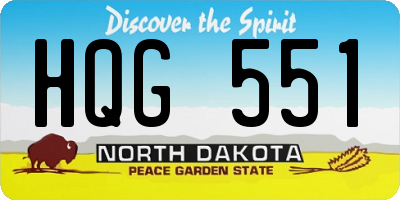ND license plate HQG551