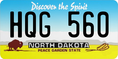 ND license plate HQG560