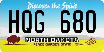 ND license plate HQG680