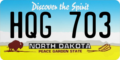 ND license plate HQG703