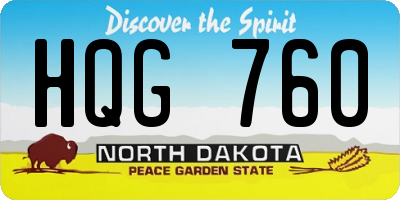 ND license plate HQG760