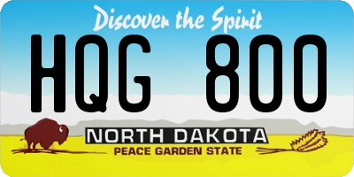 ND license plate HQG800
