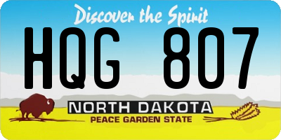 ND license plate HQG807