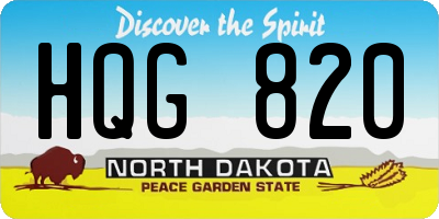 ND license plate HQG820