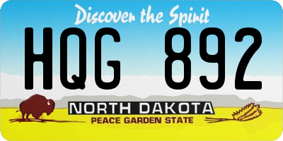 ND license plate HQG892