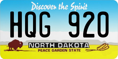 ND license plate HQG920