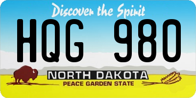 ND license plate HQG980