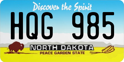 ND license plate HQG985