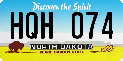 ND license plate HQH074