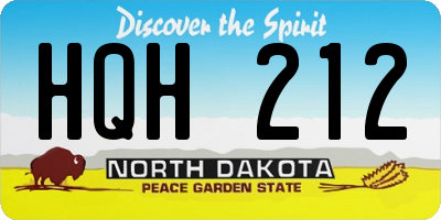 ND license plate HQH212