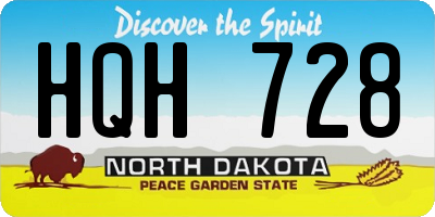 ND license plate HQH728