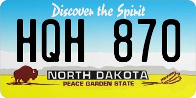 ND license plate HQH870