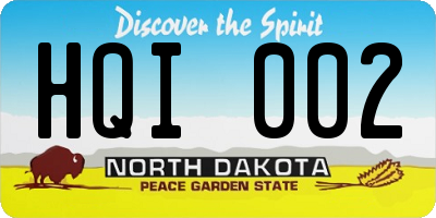 ND license plate HQI002