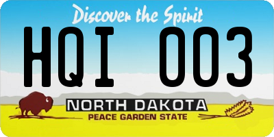 ND license plate HQI003