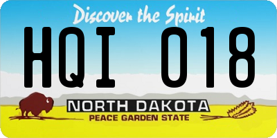 ND license plate HQI018