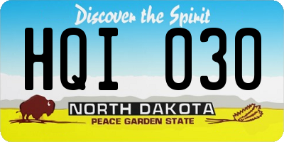 ND license plate HQI030