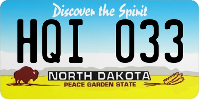 ND license plate HQI033