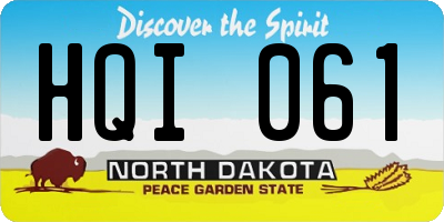 ND license plate HQI061