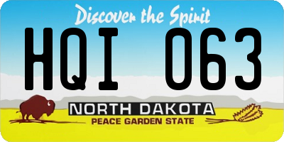 ND license plate HQI063