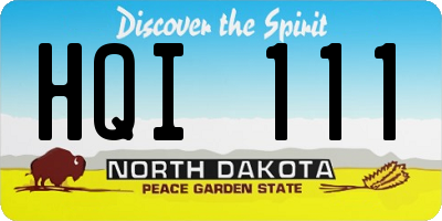 ND license plate HQI111