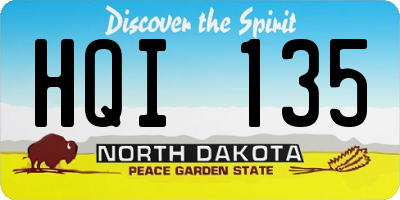 ND license plate HQI135