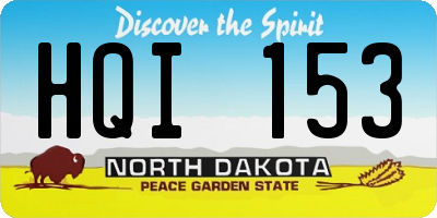 ND license plate HQI153
