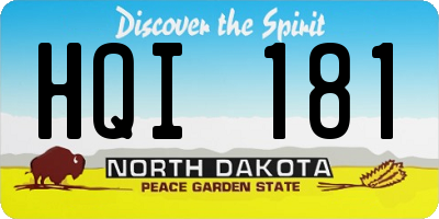 ND license plate HQI181