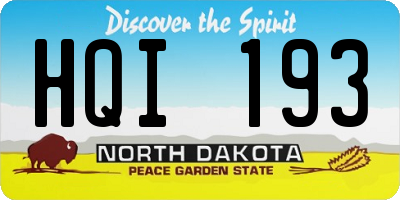 ND license plate HQI193
