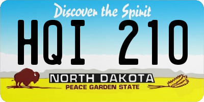 ND license plate HQI210