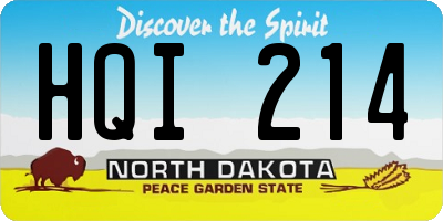 ND license plate HQI214