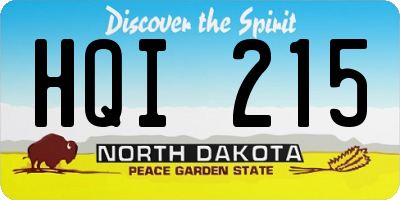 ND license plate HQI215