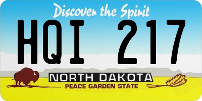 ND license plate HQI217