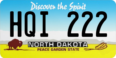 ND license plate HQI222