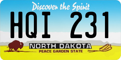 ND license plate HQI231