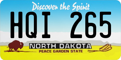 ND license plate HQI265