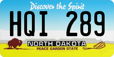 ND license plate HQI289