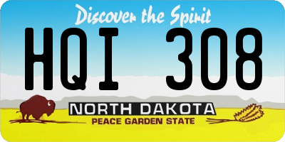 ND license plate HQI308