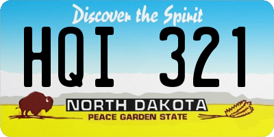 ND license plate HQI321