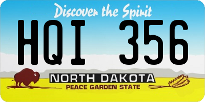 ND license plate HQI356
