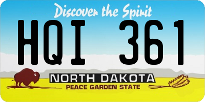 ND license plate HQI361