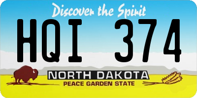 ND license plate HQI374