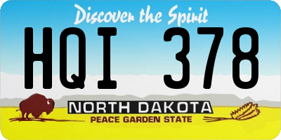 ND license plate HQI378