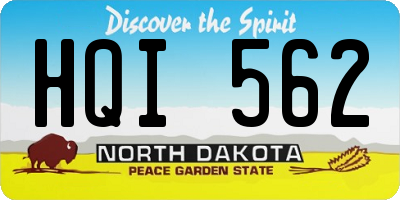 ND license plate HQI562
