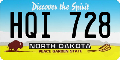 ND license plate HQI728