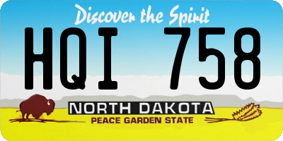 ND license plate HQI758
