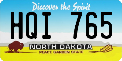 ND license plate HQI765