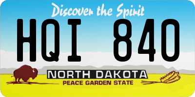 ND license plate HQI840