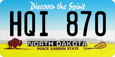 ND license plate HQI870