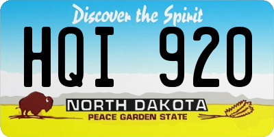 ND license plate HQI920