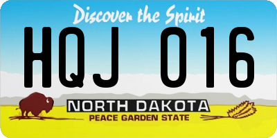 ND license plate HQJ016